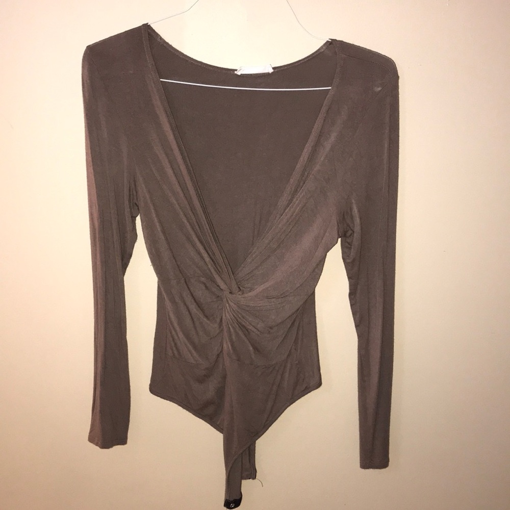 Brown low cut, long sleeve.